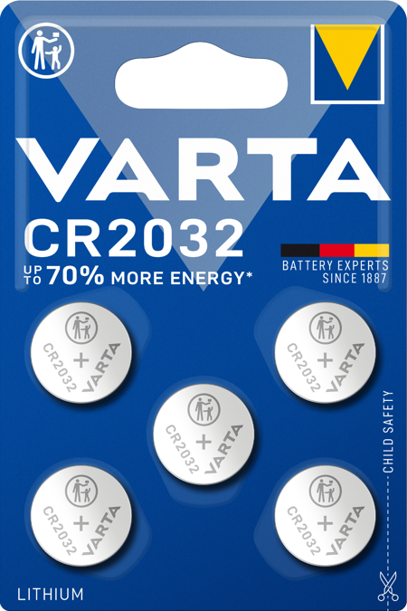 Batterie VARTA LITHIUM Knopfzelle CR2032, 5 Stk.